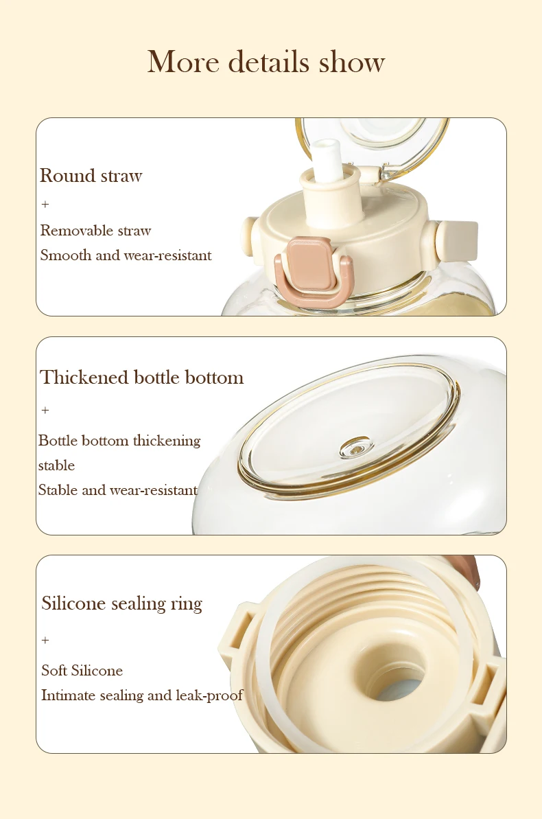 Leakproof Clear Straw Cup With Plastic Handle Large-capacity Desktop Office Water Bottle