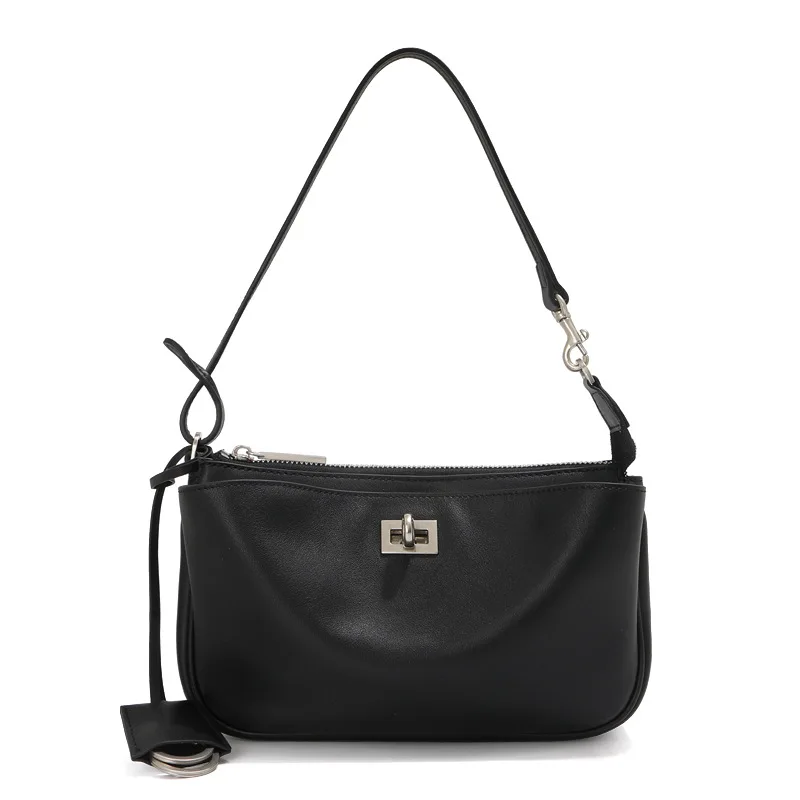 Rodeo Women’s Genuine Leather Underarm Crossbody Bag Mahjong Style High-grade Thread-locking Stitch Zipper Closure Single Strap