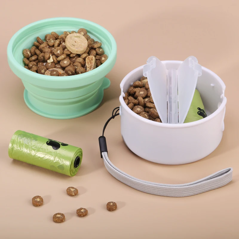 Custom 3 in 1 Poop Waste Bag Dispenser Holder Travel Portable Dog Drinking Water Bottle Pet Bowls Feeder for Dog