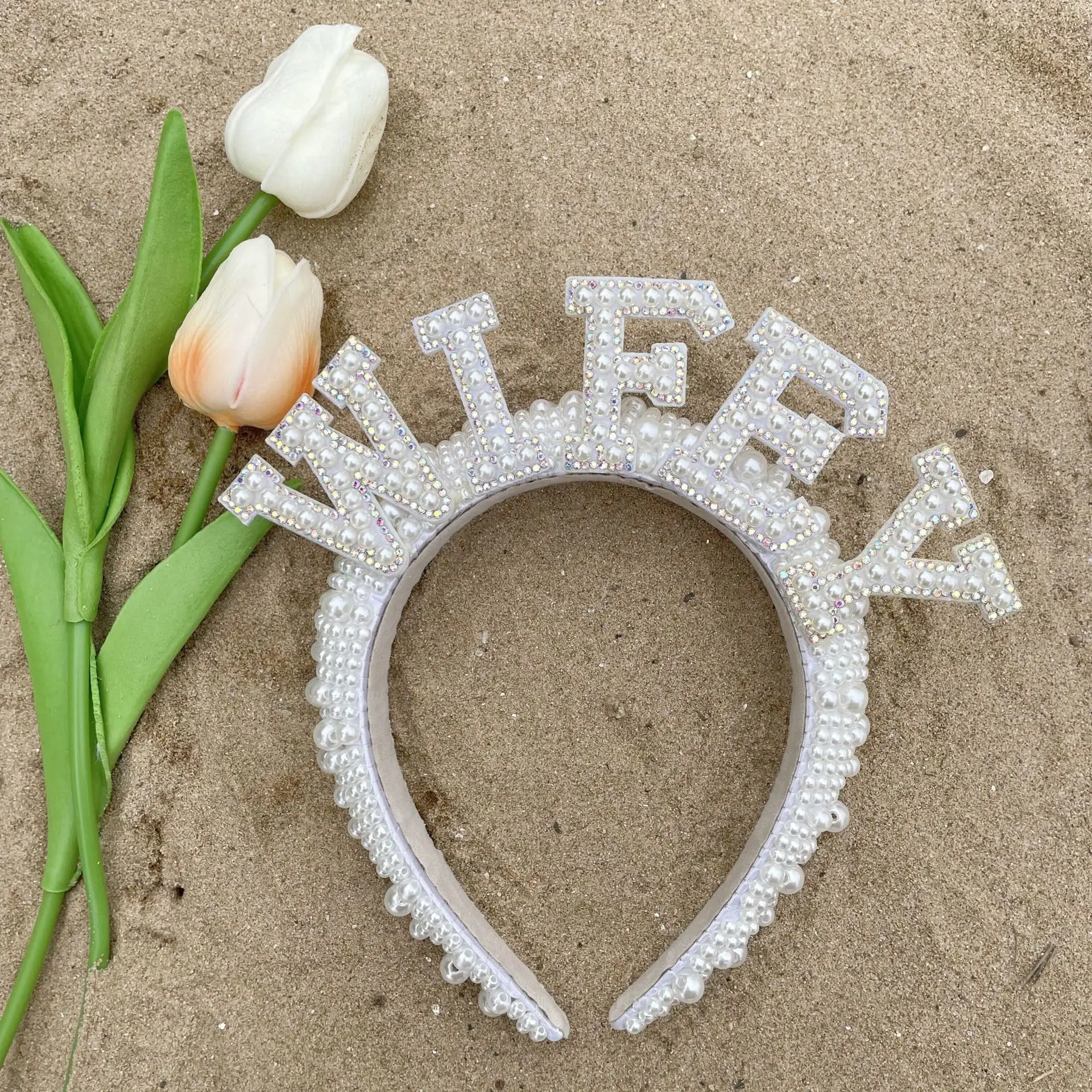 Оголовье невесты с жемчугом на заказ повязка голову для девичника головной