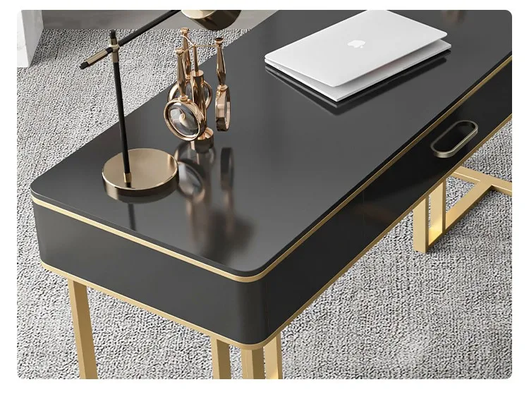 2022 Modern Luxury Style Glossy Painted Top And Golden Legs Home Office