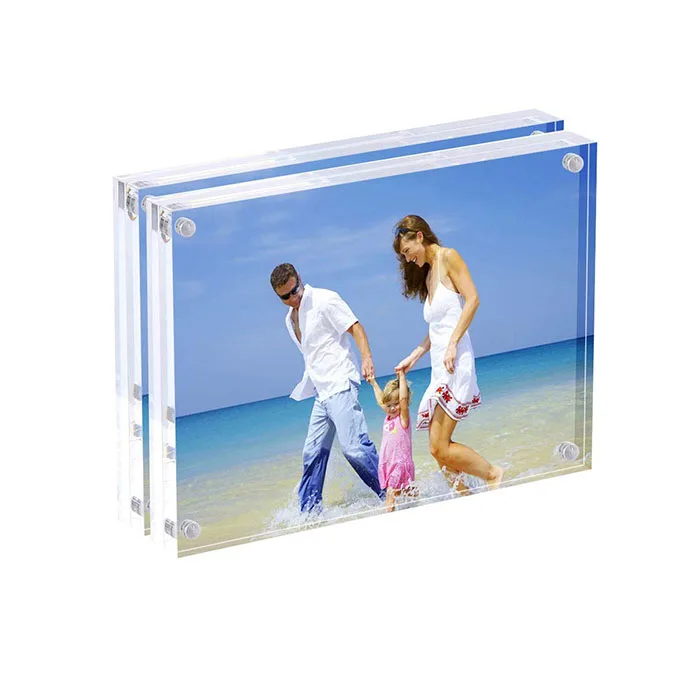 Acrylic Photo Frame Free Standing Magnetic Closure 4x6 Double Sided Acrylic Frame Display