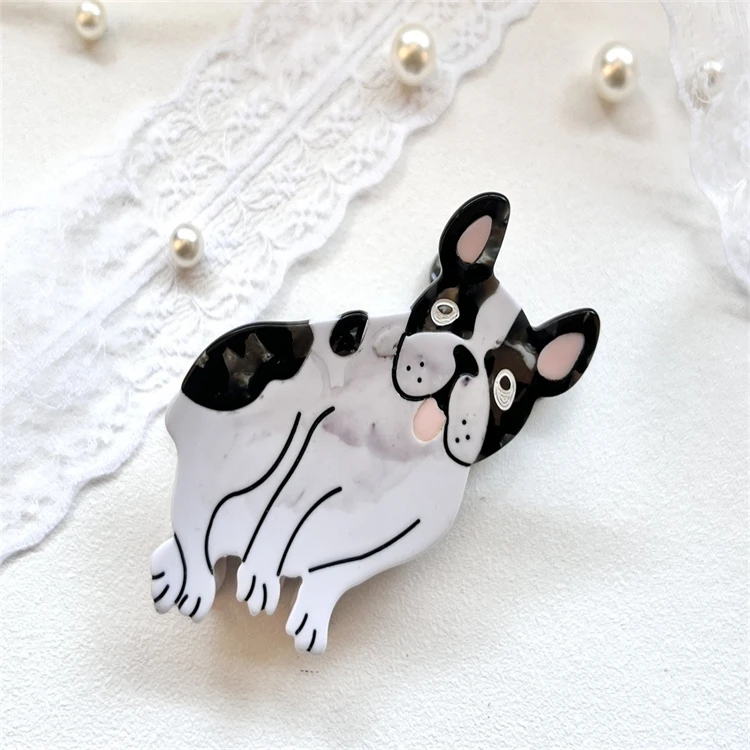 2022 INS Ацетатный полый дизайн собачьей шерсти коготь французский мультфильм Животные заколка для волос ацетатная собака в форме для женщин