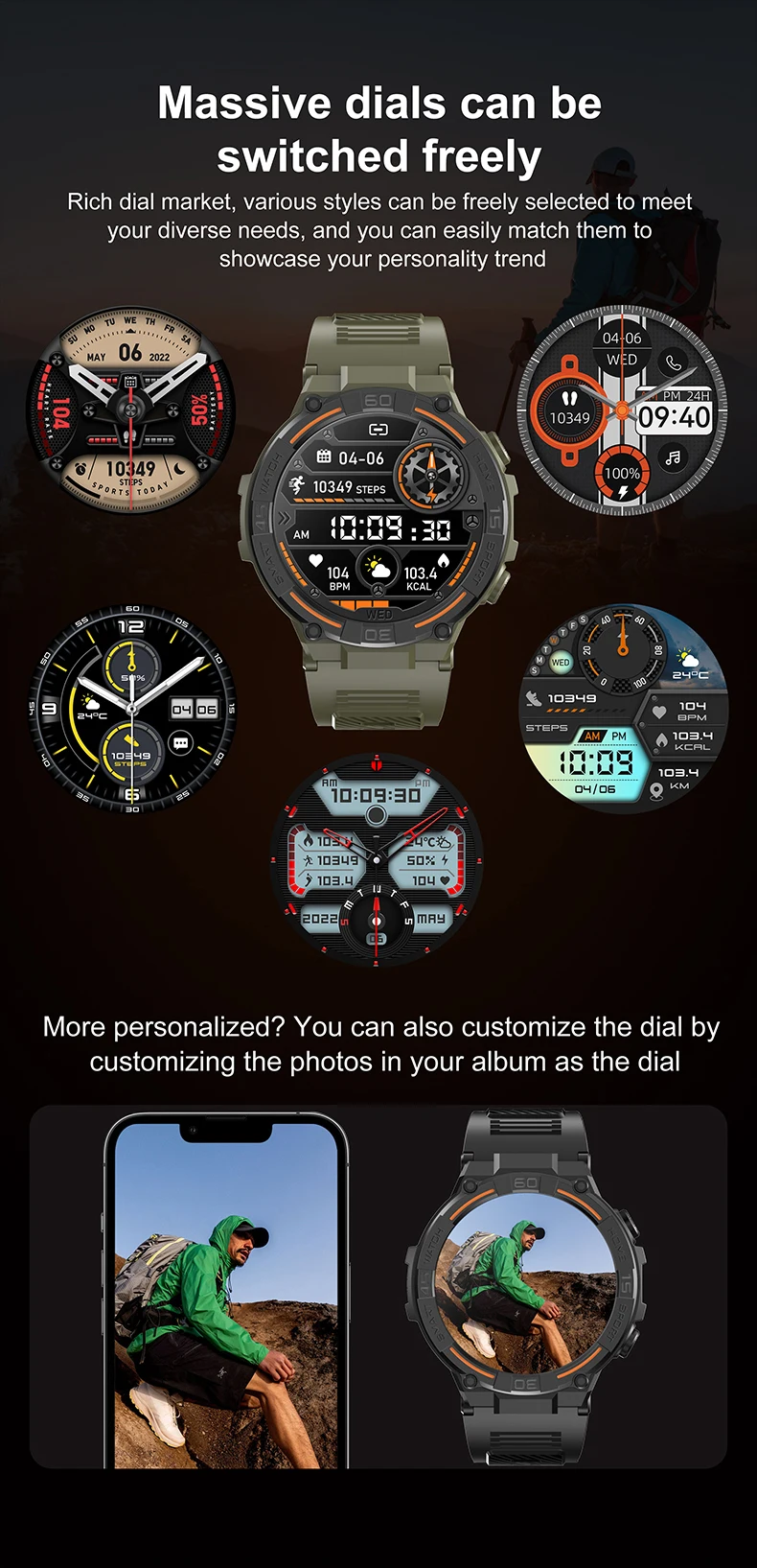 HW50 Montre Smartwatch Outdoor Sports 290 MAh IP67 Waterproof Level Reloj 360*360 Round Full Touch TFT Screen Type Smart Watches