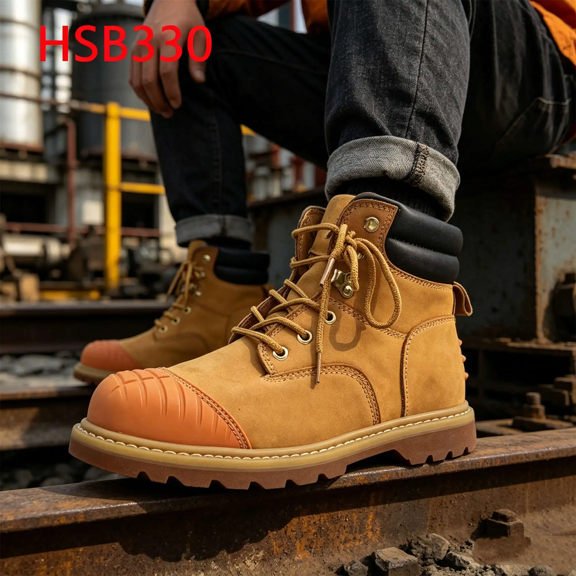 ZYF,Top Level Nubuck Leather Honey Color Footwear Work Boots Building Construction Anti-Kick-Toe Protection Safety Shoes HSB330