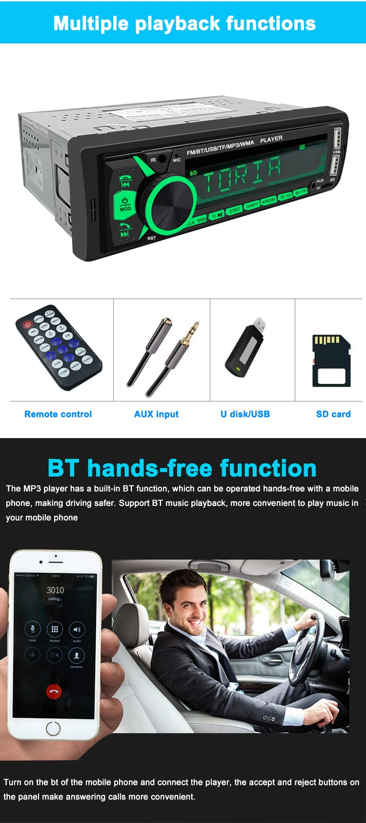 7701 Car Stereo Radio Mp3 Player Blue Tooth Bt Two Usb Car Monitor Mp5