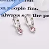 Silver pink stone earrings