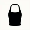 Camiseta sin mangas negra con cuello cuadrado