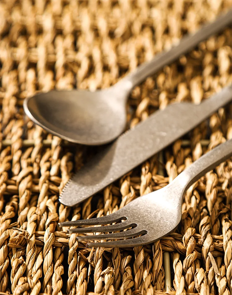 Retro Style Snowflake Gray High Quality Hotel Canteen Camping Stainless Steel Knife Coffee Serve Spoon and Fork Flatware Set