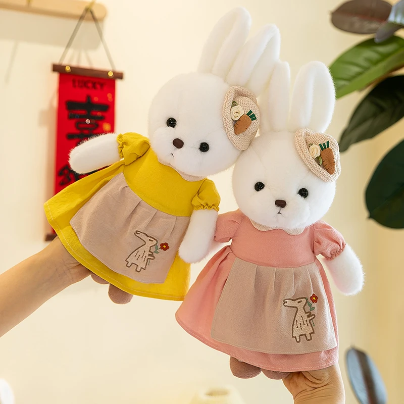 Cute 30cm Rabbit Embroidered Plush Toy Customizable Cartoon Zoo Animal Super Soft Durable PP Cotton Lovely Embroidery Plush Toy