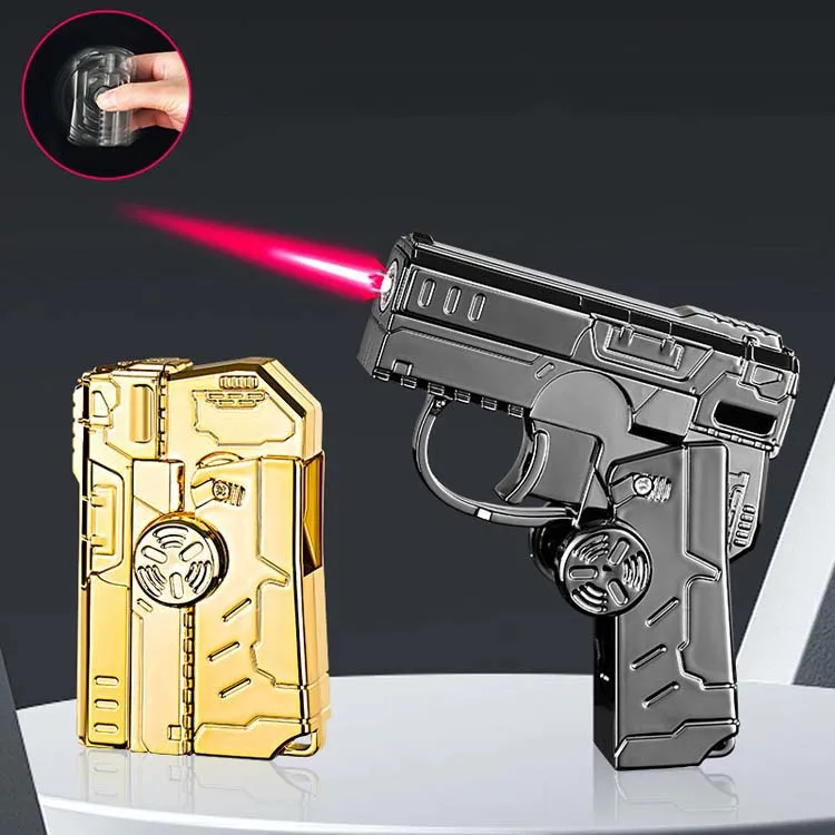 Criativo Windproof Red Flame Isqueiro Mecha Gyro Butano recarregável Isqueiro para cigarros Atacado