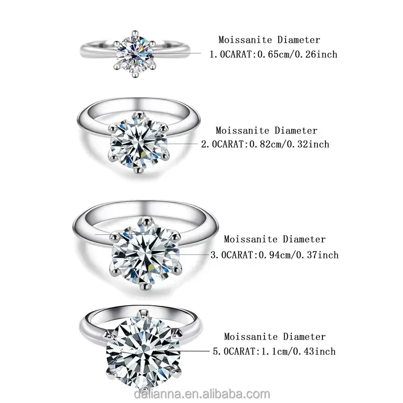 Wholesale 18k Gold Plated Jewelry Waterproof Rings 1ct2ct Vvs