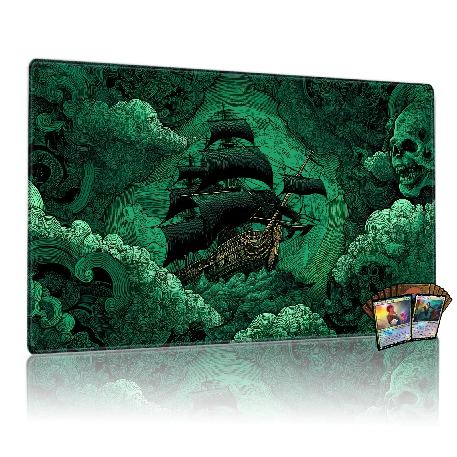 Green Ship in Sky Fantasy Scenery Stylish Cool PC Gaming Mouse Pads Gamer Mats Teclado Pad Mat Laptop Office Carpet 900X400