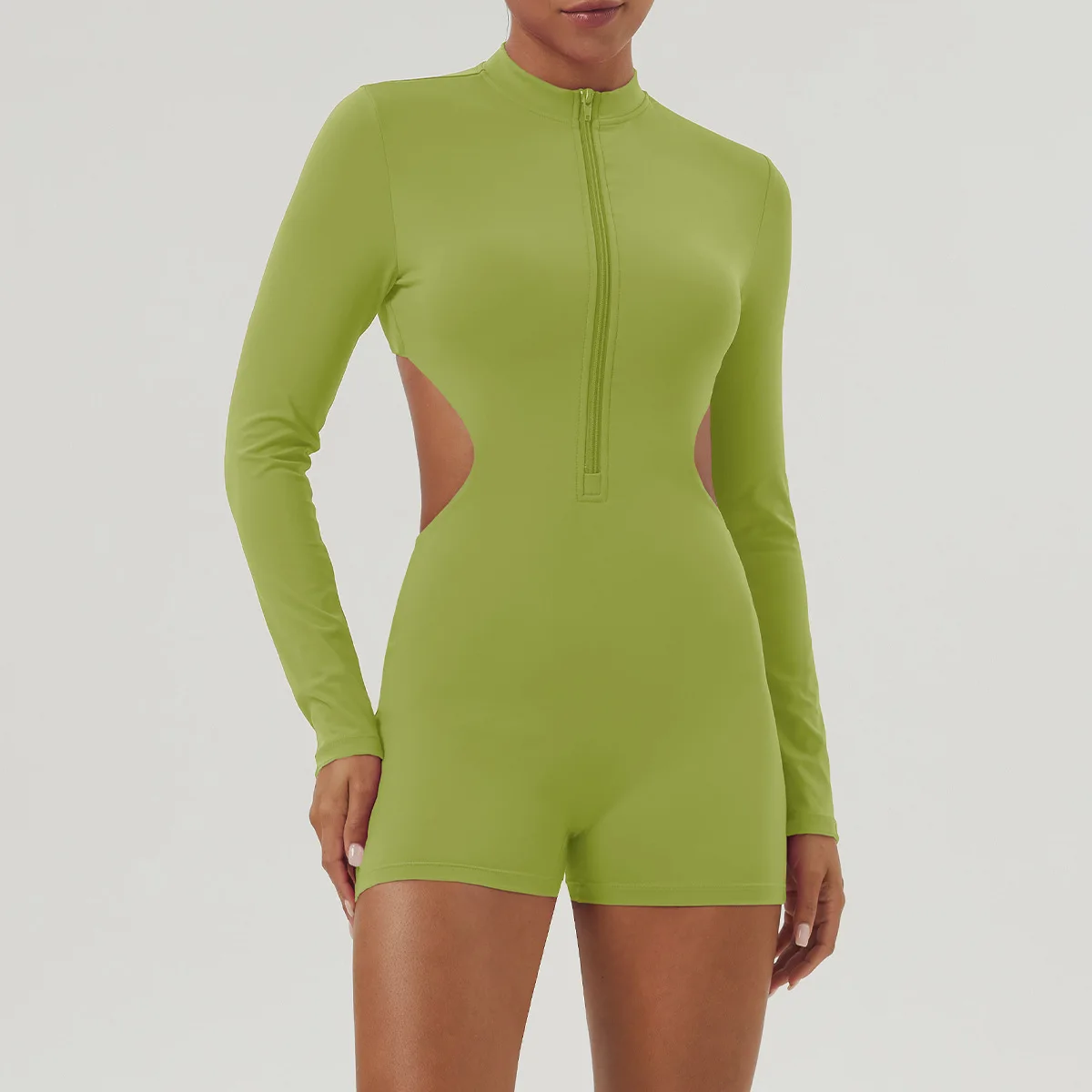 Hollow Waist-Cinching Long Sleeve One-Piece Yoga Jumpsuit European American Style Half-Z detail