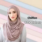 Chiffon Scarf SC01 Hijab Cap Supplier Wholesale Fashion Women Muslim Soft Chiffon Plain Jersey Cotton Hijab Scarf Ethnic Scarves