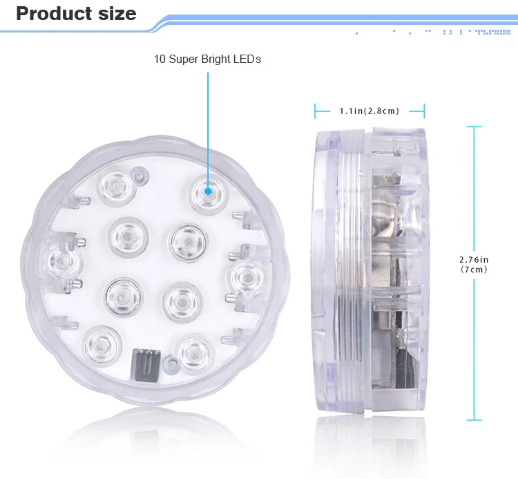 product submersible led light waterproof ip68 rgb underwater pool light with rf remote 13 bead suction cup battery operated shower light-43