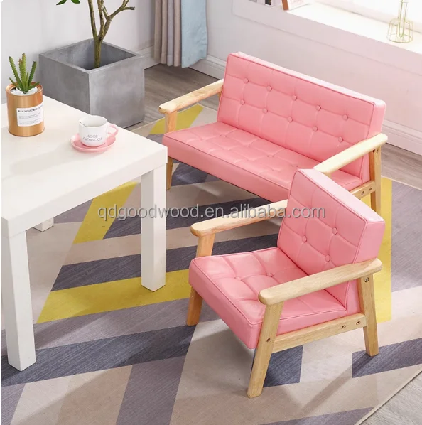 Modern Solid Wood Armrest PU Fabric Cover Upholstered Photography