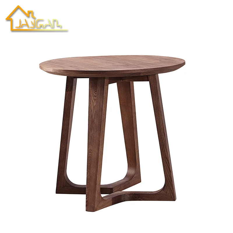 Nordic Design Walnut Circular Wood End Table Small Round Lamp Table Living Room L Shaped Sofa Side Table