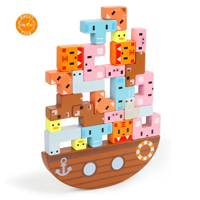 Wooden Stacking Blocks Balancing Game Toy Wood Equilibrium Puzzles Toy Preschool Educational Games Montessori Toy