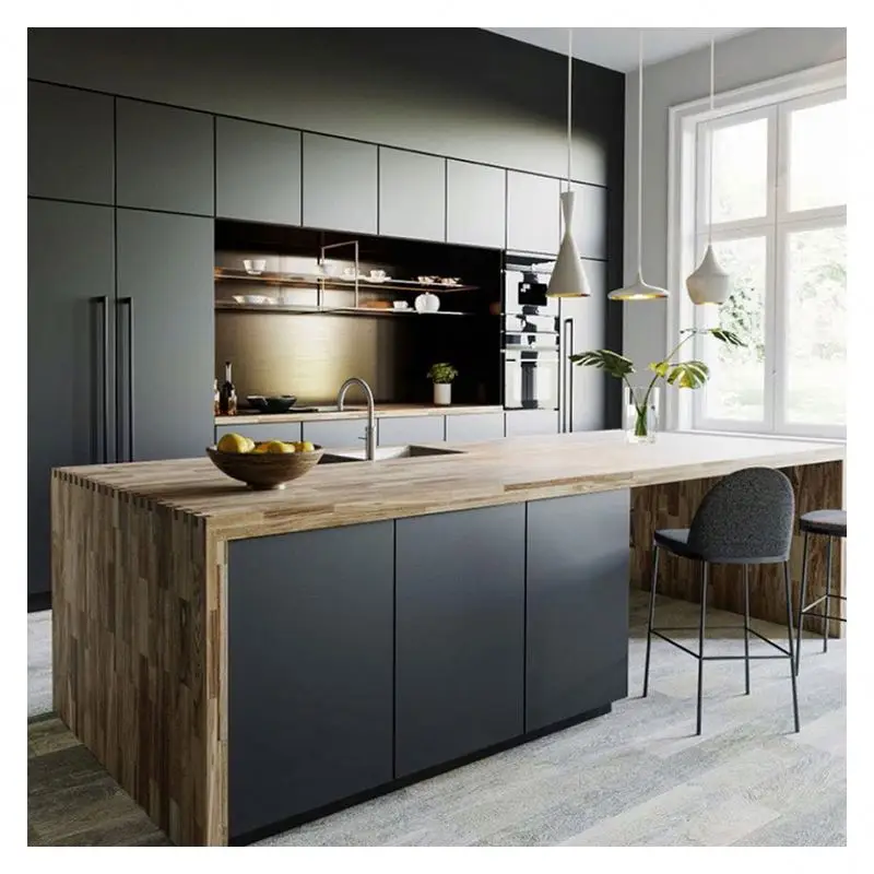 U Shaped UV Lacquer Gray Kitchen Cabinets Set  Kitchen set cabinet, Modern kitchen  cabinet design, Grey kitchen cabinets