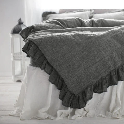 French Linen Bedding Sets Solid Colors Bed Sheet Set