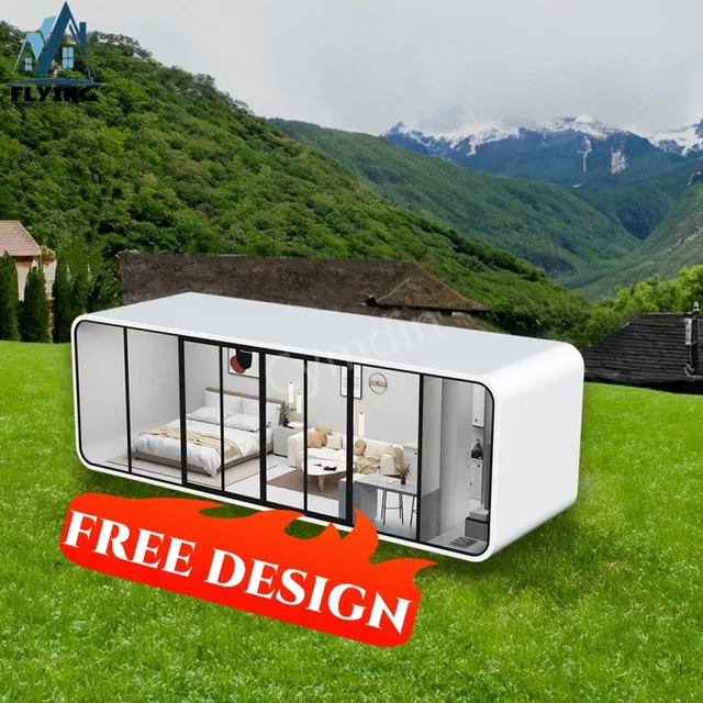 Customized 20ft 40ft Luxury Steel Container House Prefabricated Portable Green Pod Capsule Apple Cabin Tiny Villa Office Hotel