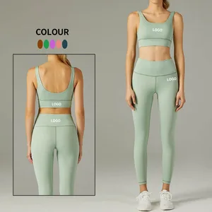 Factory Sexy Yoga Wear Set Sports Bra Biker Shorts Custom Logo