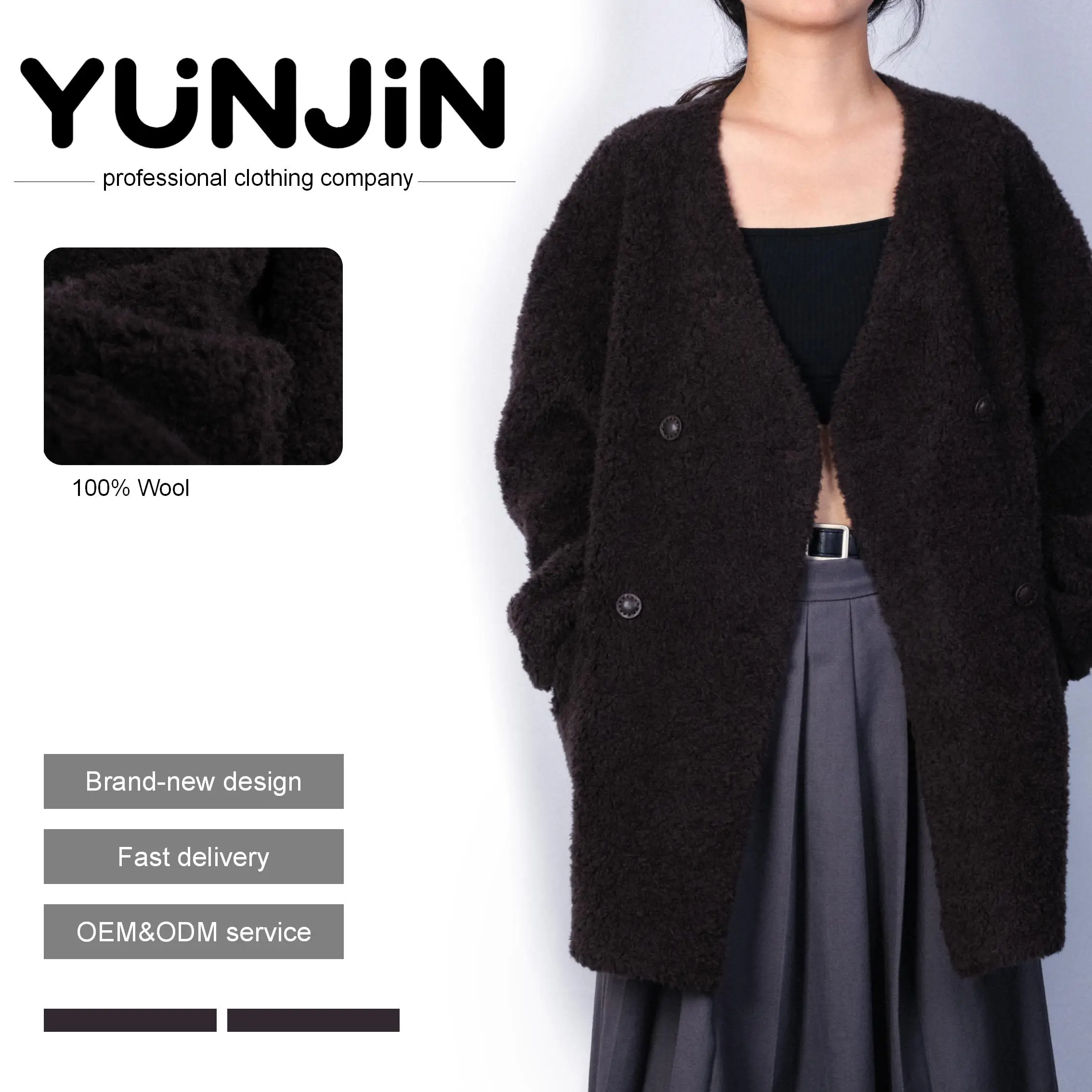 YUNJIN Women's Luxury Thick Wool Shearling Winter Jacket
