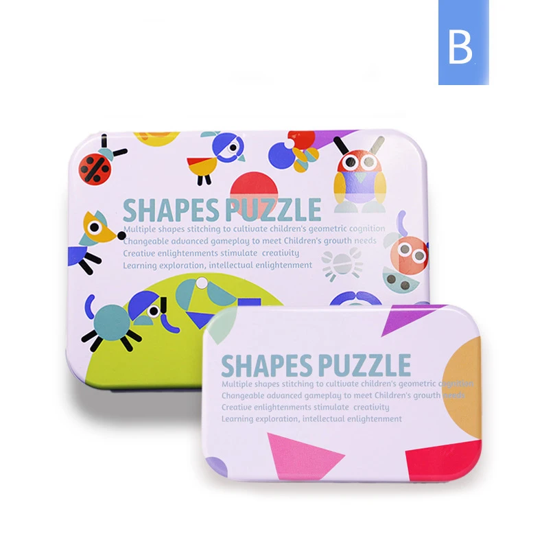 Wooden Pattern Blocks Animals Jigsaw Puzzle Sorting and Stacking Games Montessori Educational Toys for Toddlers Kids Boys Girls