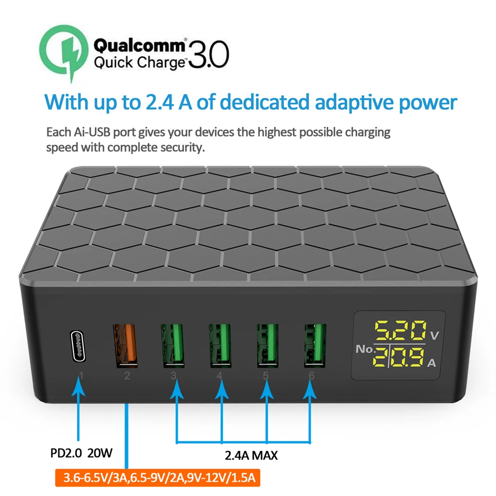 Зарядное устройство с USB-портами, 1 порт, 30 Вт, зарядное устройство PD, портативное зарядное устройство с несколькими USB-портами