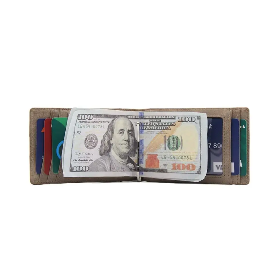 Wholesale Leather Money Clip Card Holder Wallet for Men