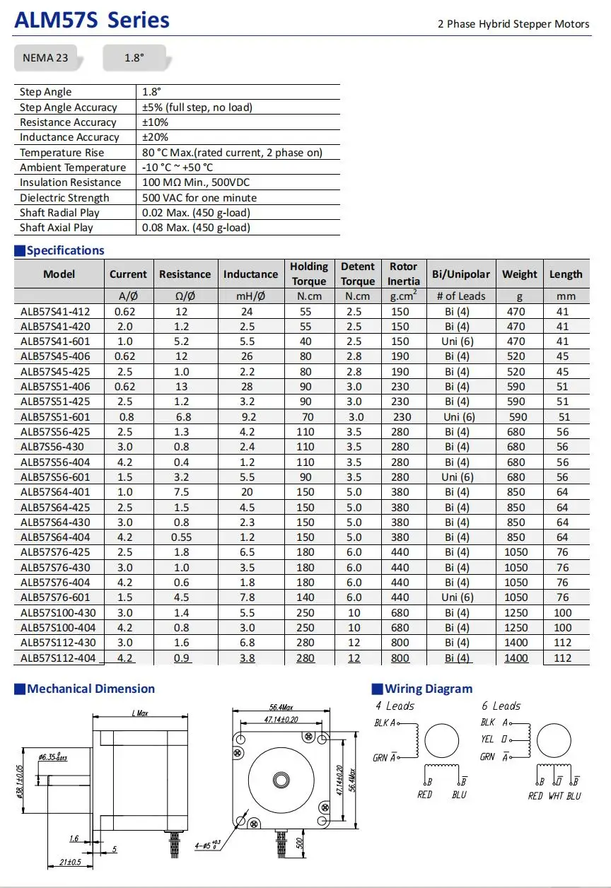 2 Phase 3 Phase Step Motor ROHS Micro Nema 23 NEMA24 High Torque Hybrid Stepper Motor Stepping Motor