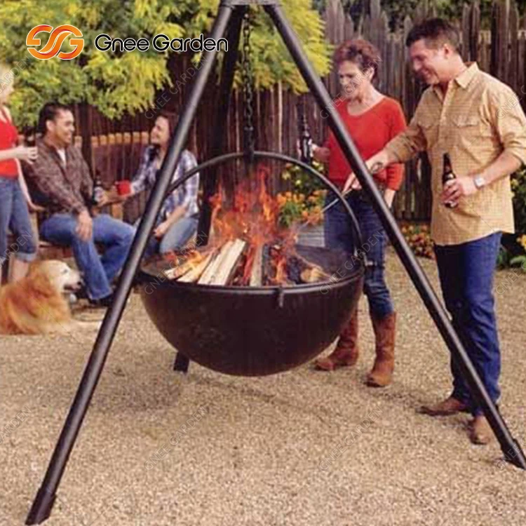 Extra Large Rack Cauldron Triangle Fire Pit With Tripod Stand Fire Bowl