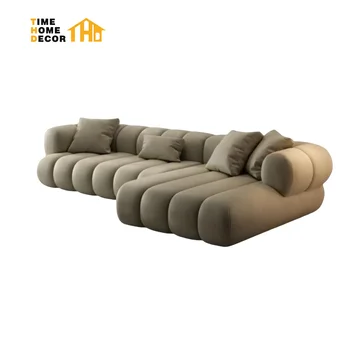 Customize-able Stylish Scandinavian Minimalism Living Room Furniture Single Three Seater Four Seater  Boucle Couch Cloud Sofa