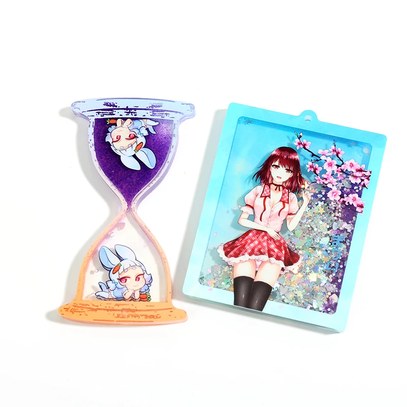 Vograce Custom Floating Quicksand Liquid Oil Floating Shaker Acrylic Keychain