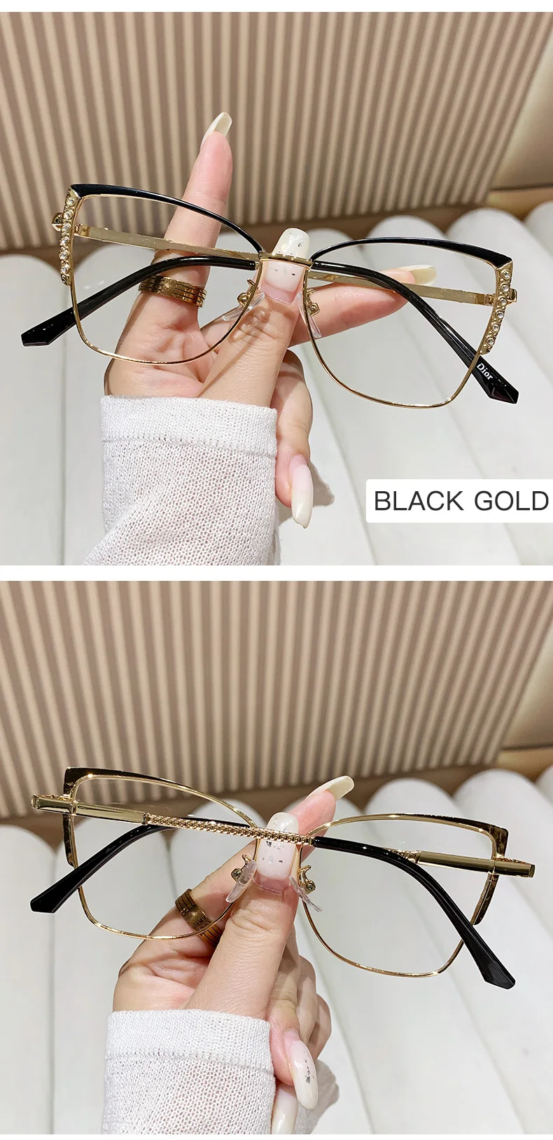 2023 Fashion Photochromic Anti-blue Light Glasses Retro Cat Eye Dot ...