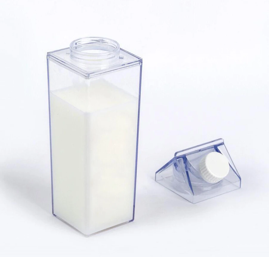Tariff Reduction 90-day Window 500ml BPA Free Transparent Custom Portable Sports Square Milk Carton Plastic Water Bottles