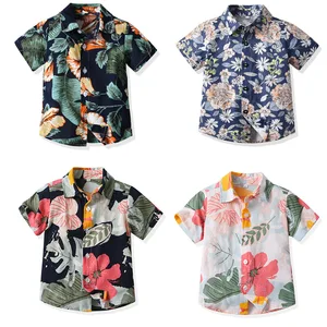 Children Clothing Quick Dry Hawaiian Collar Vintage Beach Eco Friendly Loose Casual Digital Printing Floral Boy Shirts