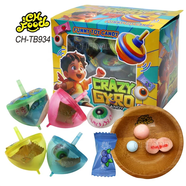 Hot Selling Plastic Gyroscope Funny Toy Candy Sweets Wholesale Halal Gummy Candy and Fruity Tablet Candy for Children