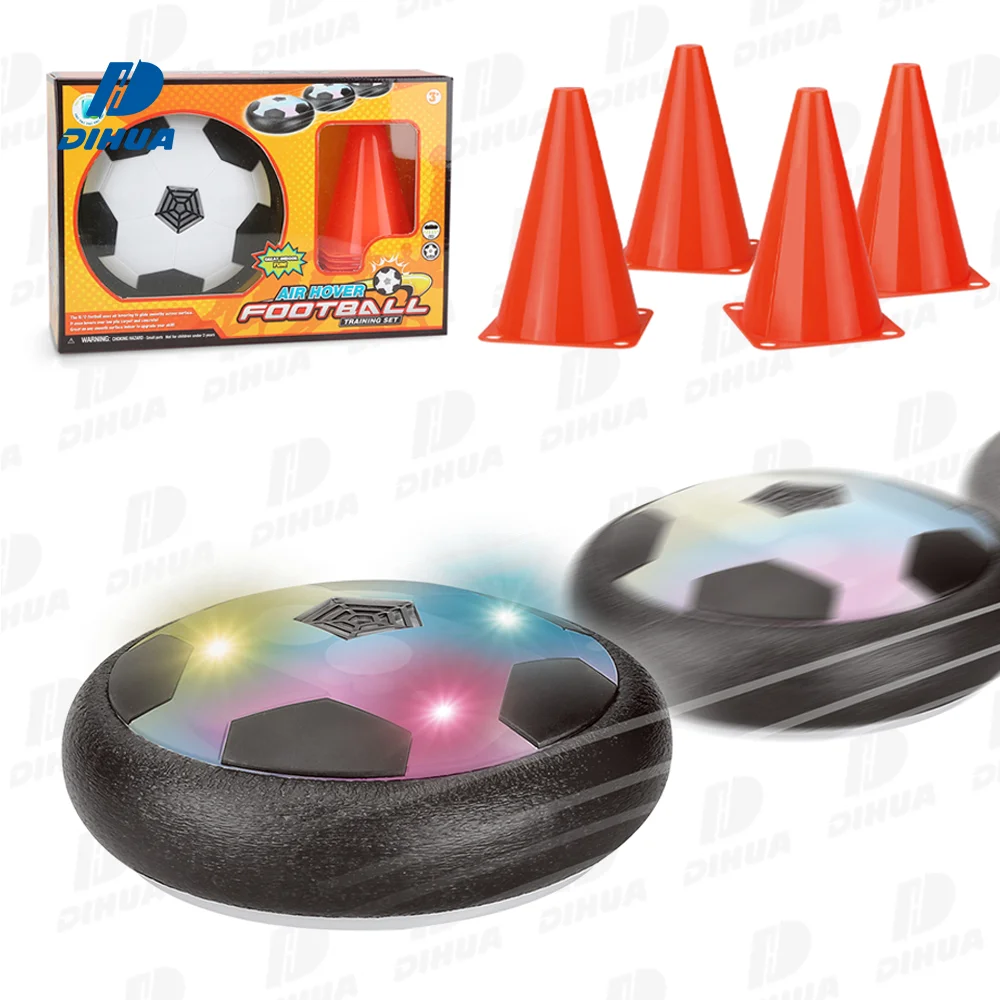 Air Hover Football Training Set 5pc Indoor Soccer Practice Kit with LED Light-Up Football and 4 Cones Great for Agility Drills