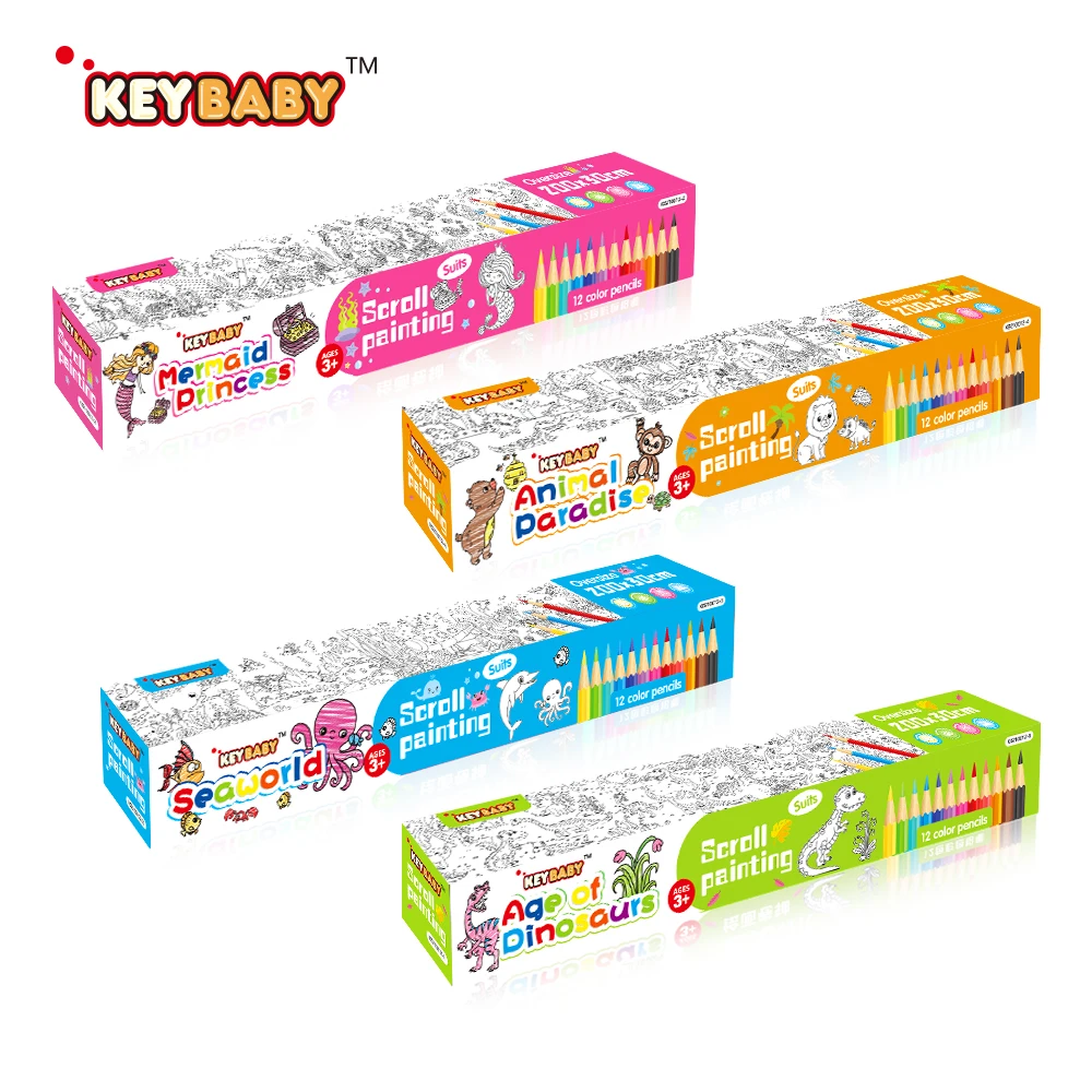 Wholesale Kids Coloring Scroll Dinosaur Space Mermaid Animal Funny Gifts Other Educational Toys Drawing Toys Set