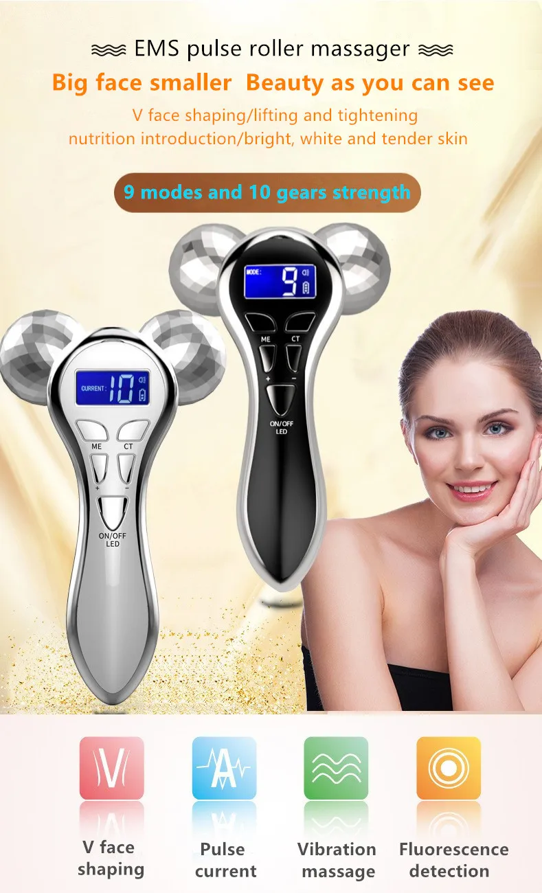 Handheld 3d Ems Galvanic V Face Lift Roller Arm Leg Thigh Whole Body ...