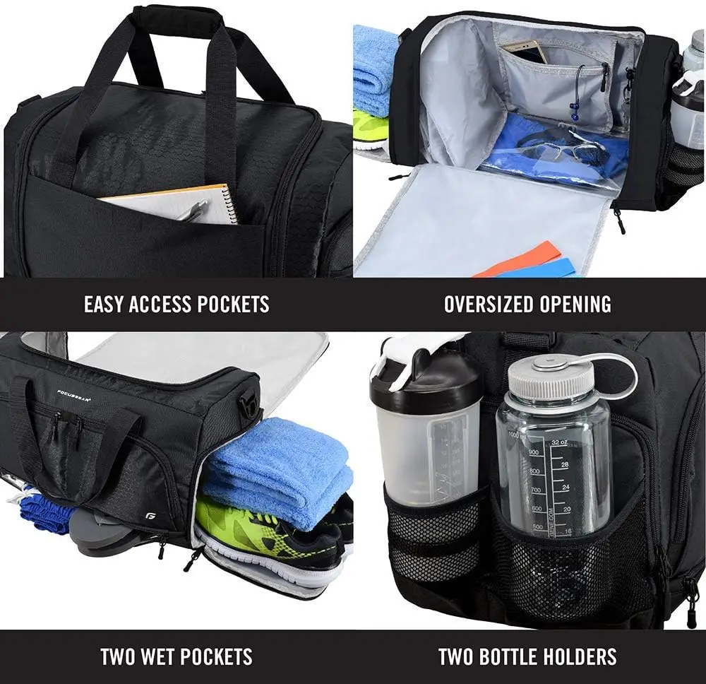 Dry and Wet Separation Holographic Sport Gym Travel Duffel Bag with ...