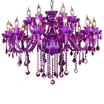 vintage modern unique purple living room hotel lobby decoration candle crystal chandelier