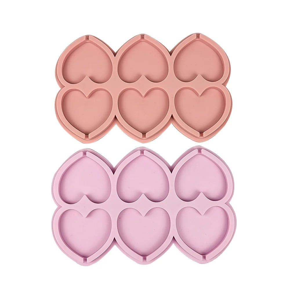 Silicone Eco-Friendly Candy Mold Six Connected Round Sheet Six Holes Heart Size Star Shape Russian Lollipop factory