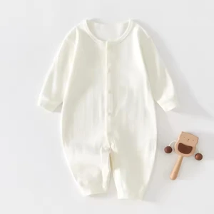 Newborn Cotton Baby Pajamas Onesie Long Sleeved Crawling Clothes Plain Baby Bodysuit for Baby Boys Girls