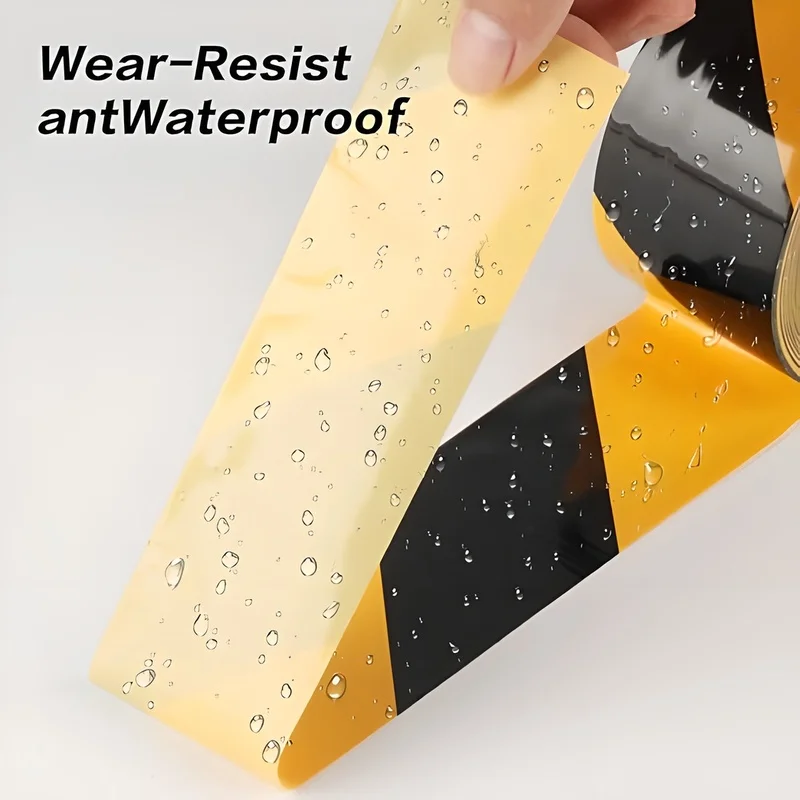 PVC Warning Tape Vinyl Floor Marking Lane Safety Waterproof Strong Adhesive Black Yellow Color Hazard Caution Tape