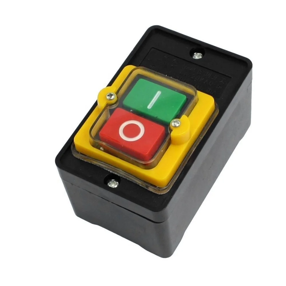 Mxuteuk Waterproof Push Button Switch On/Off Start Stop Self-Lock – 10A AC 220V/380V Mechanical Equipment Control Station KAO-10KH