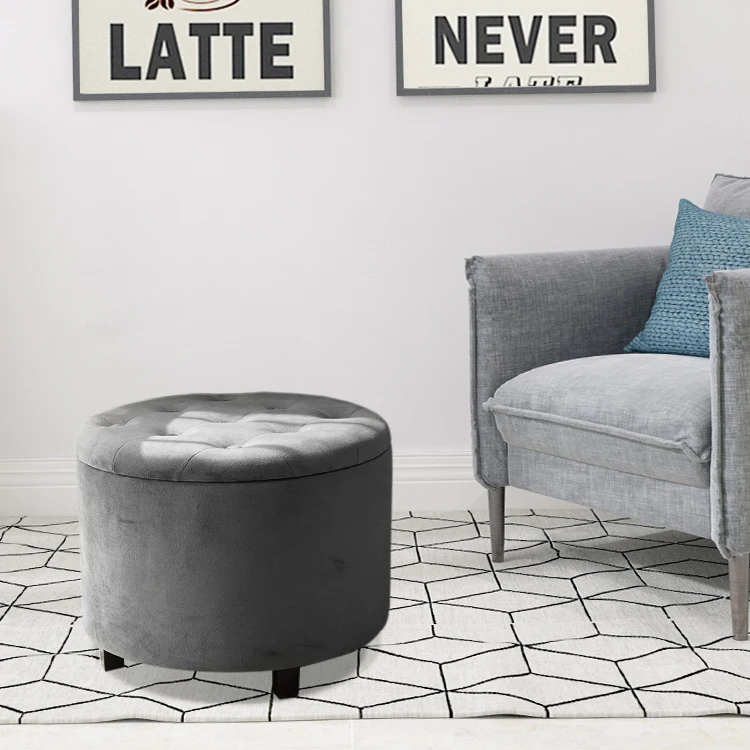 Customized Living Room 2026manufacturers Velvet Ottoman Set Luxury Ottoman Stool Round Furniture Pouf