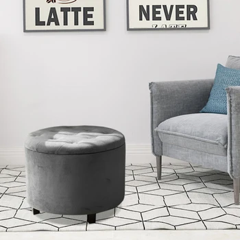 Customized Living Room 2026manufacturers Velvet Ottoman Set Luxury Ottoman Stool Round Furniture Pouf